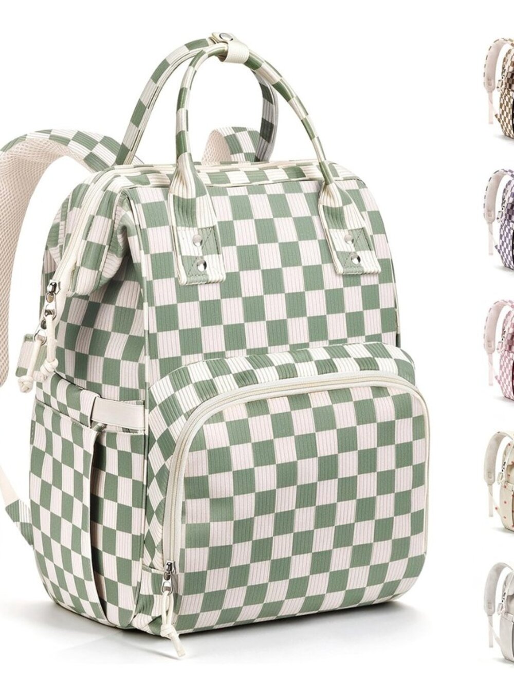 Checkered Diaper Bag, Baby Backpack for Mom with Stroller Straps